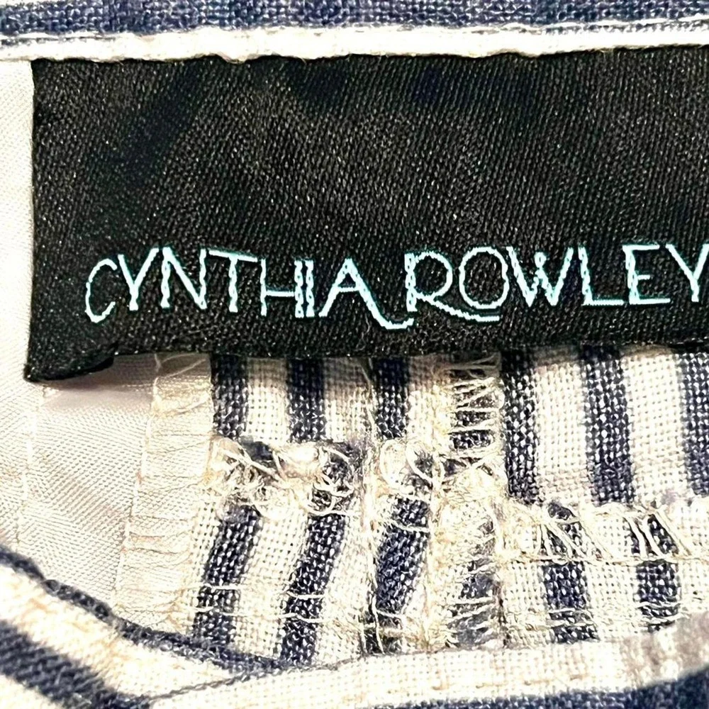 Cynthia Rowley navy + white striped shorts with adjustable waist